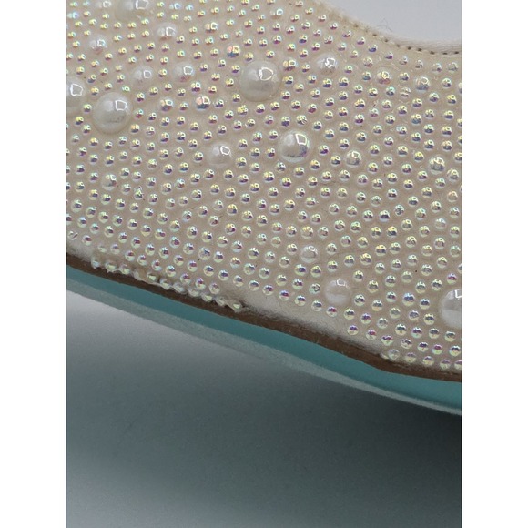 Betsey Johnson Ivory Rhinestone Pointed Toe Kitten Heel Drag Queen Womens Sz 12W - Picture 7 of 14